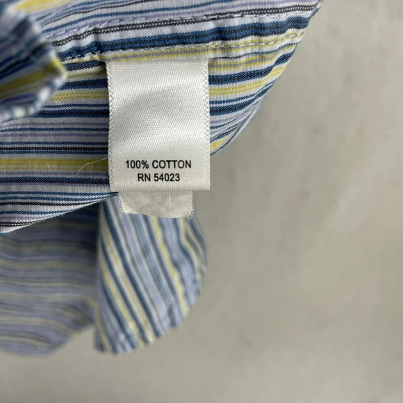 Banana Republic Button-Up Shirt Men's M Blue Yellow Classic Fit Striped Collared - Picture 11 of 12